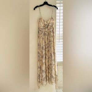 BCBGMaxAzria Floral Lace Maxi Dress - Cream and Gold